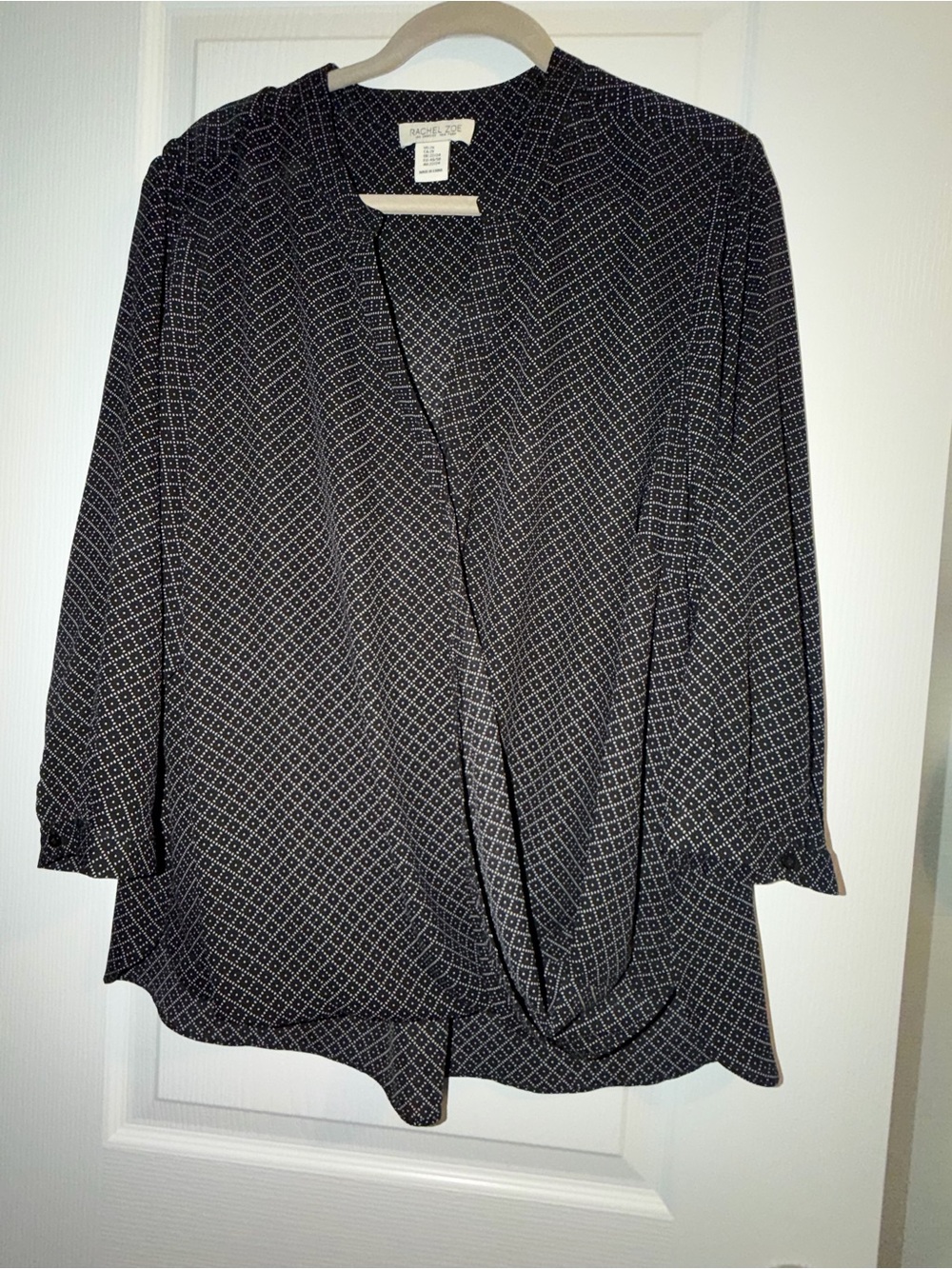 Rachel Zoe Black Geometric Draped Blouse